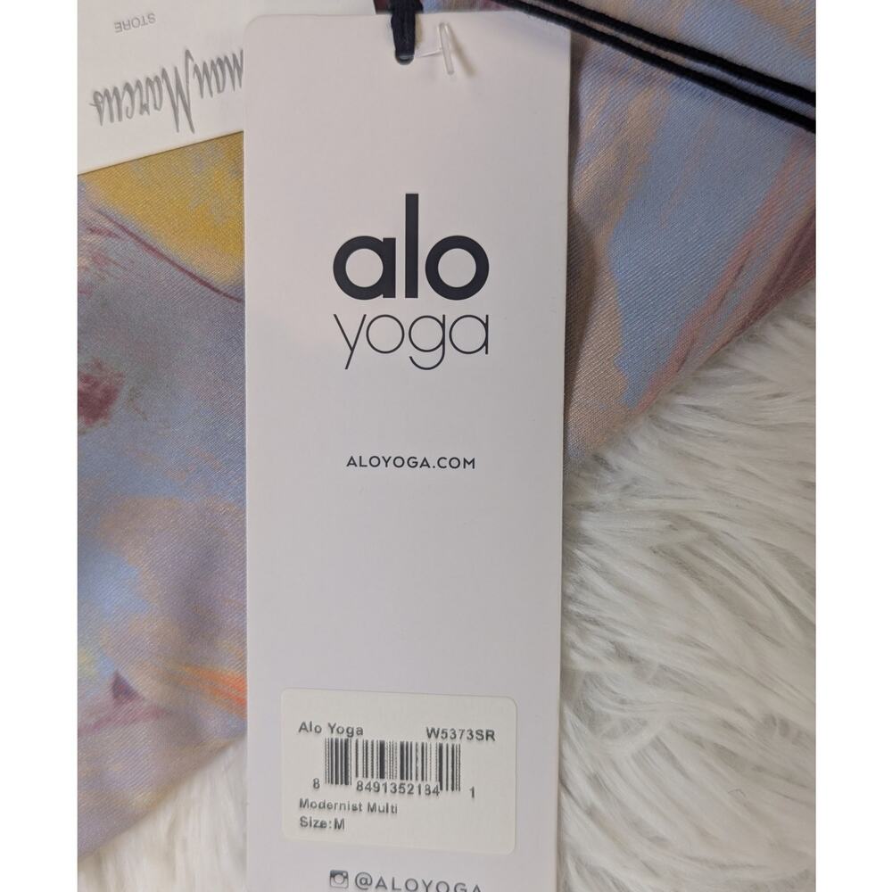 Alo Yoga Airbrush Capri Leggings Blue Orange Brown Size Medium - Picture 5 of 12